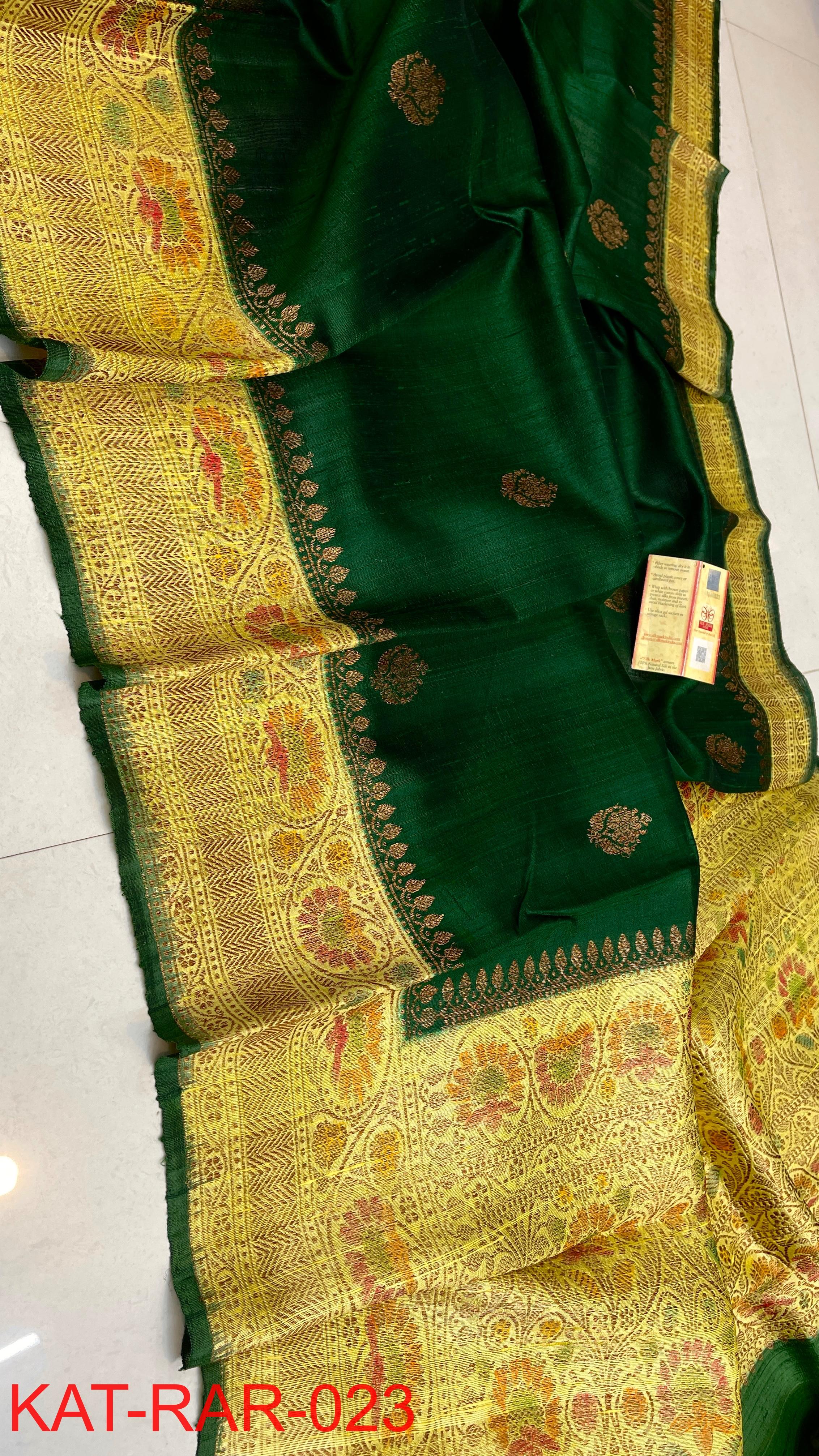 Exclusive Banarasi Raw Silk Handloom Saree – Handbrush Dye with Rich Pallu