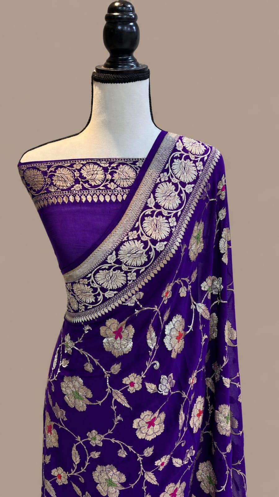 Banarasi Meendar Woven Semi Georgette Silk Saree – Timeless Elegance