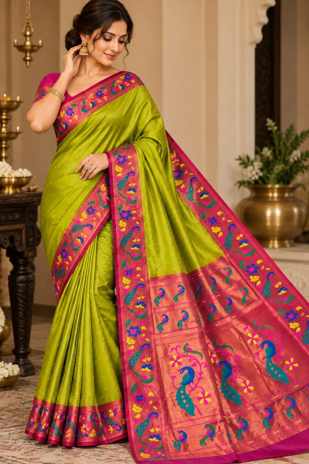 Maharani Pushpaa Paithani – Mor Popat Brocade Silk Saree