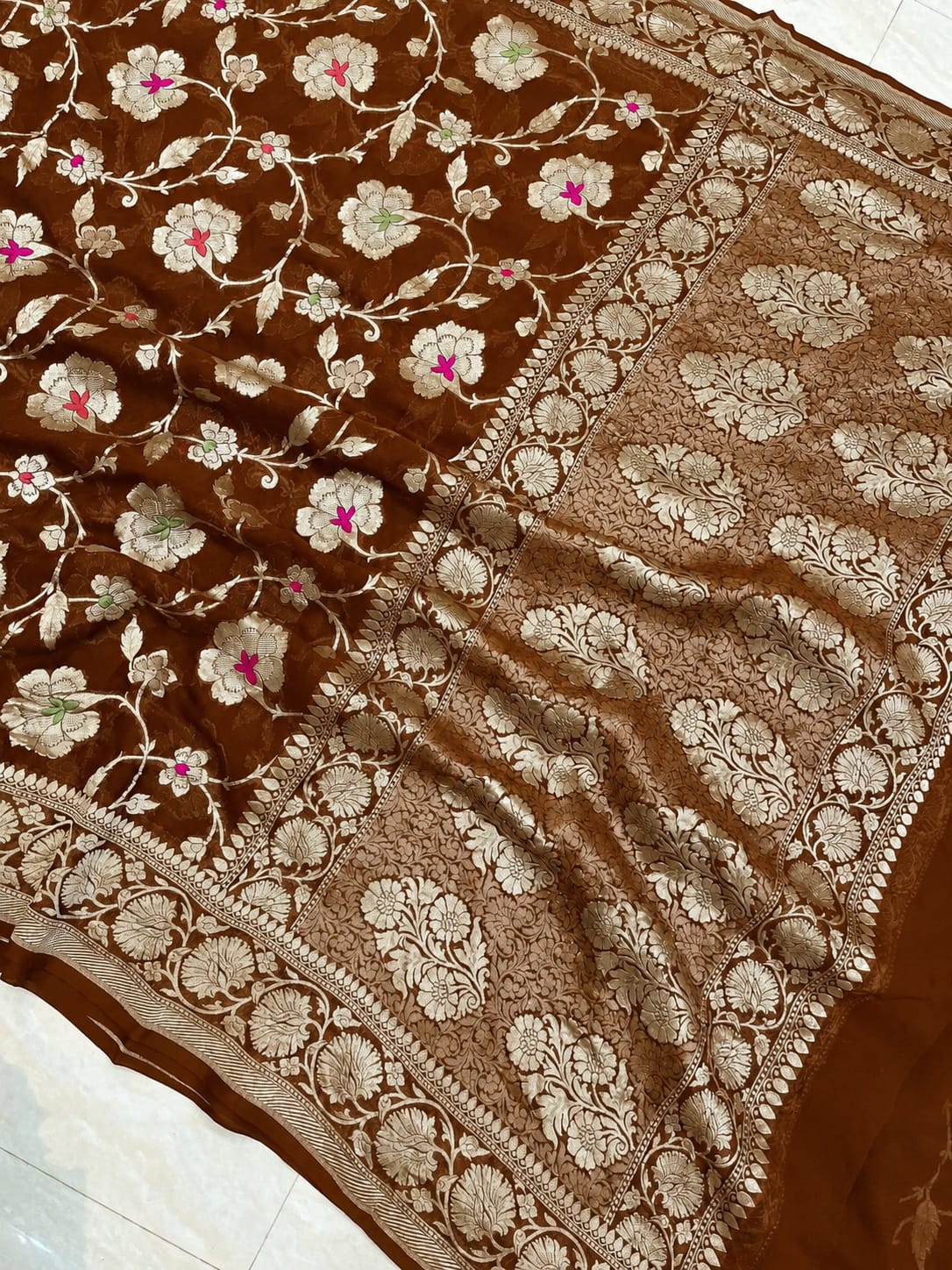 Banarasi Meendar Woven Semi Georgette Silk Saree – Timeless Elegance