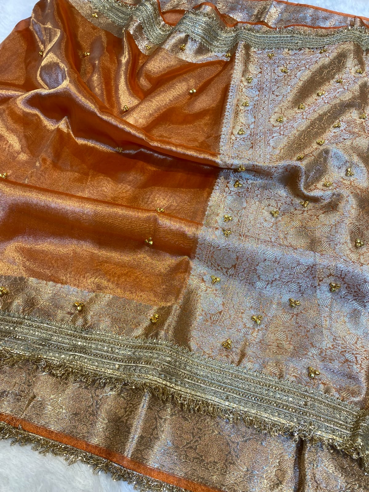 Trending Banarasi Tissue Silk Saree with Elegant Ghungroo Detailing