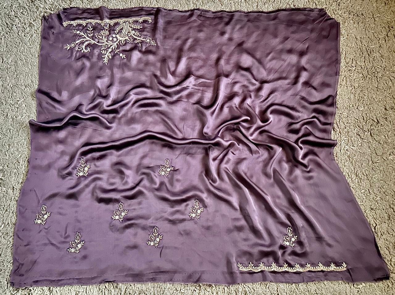 Premium Satin Silk Saree with Sequins & Stone Cut-Daana Handwork