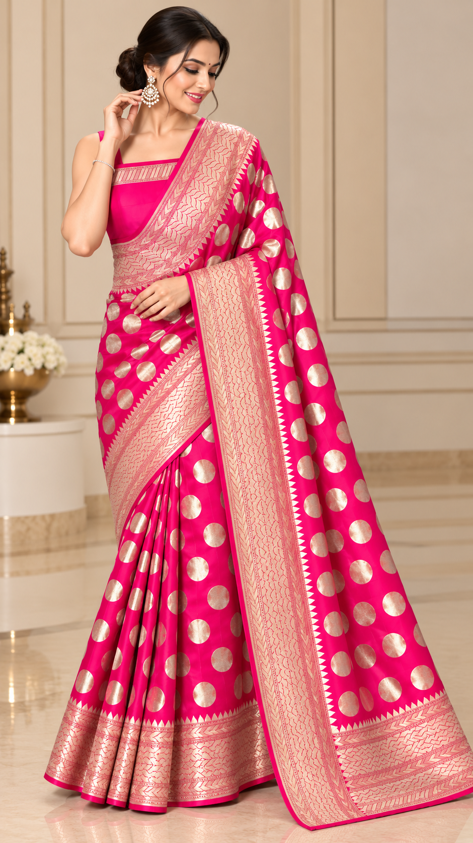 Premium Banarasi Semi Georgette Silk Saree – Elegant Water Zari Weaving