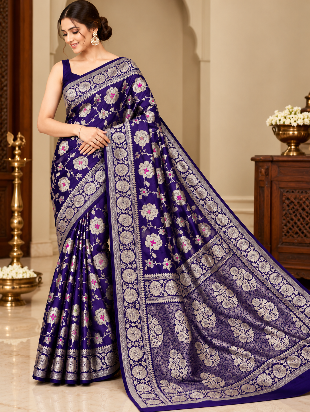 Banarasi Meendar Woven Semi Georgette Silk Saree – Timeless Elegance