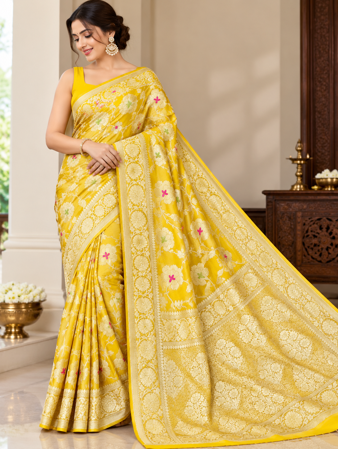 Banarasi Meendar Woven Semi Georgette Silk Saree – Timeless Elegance