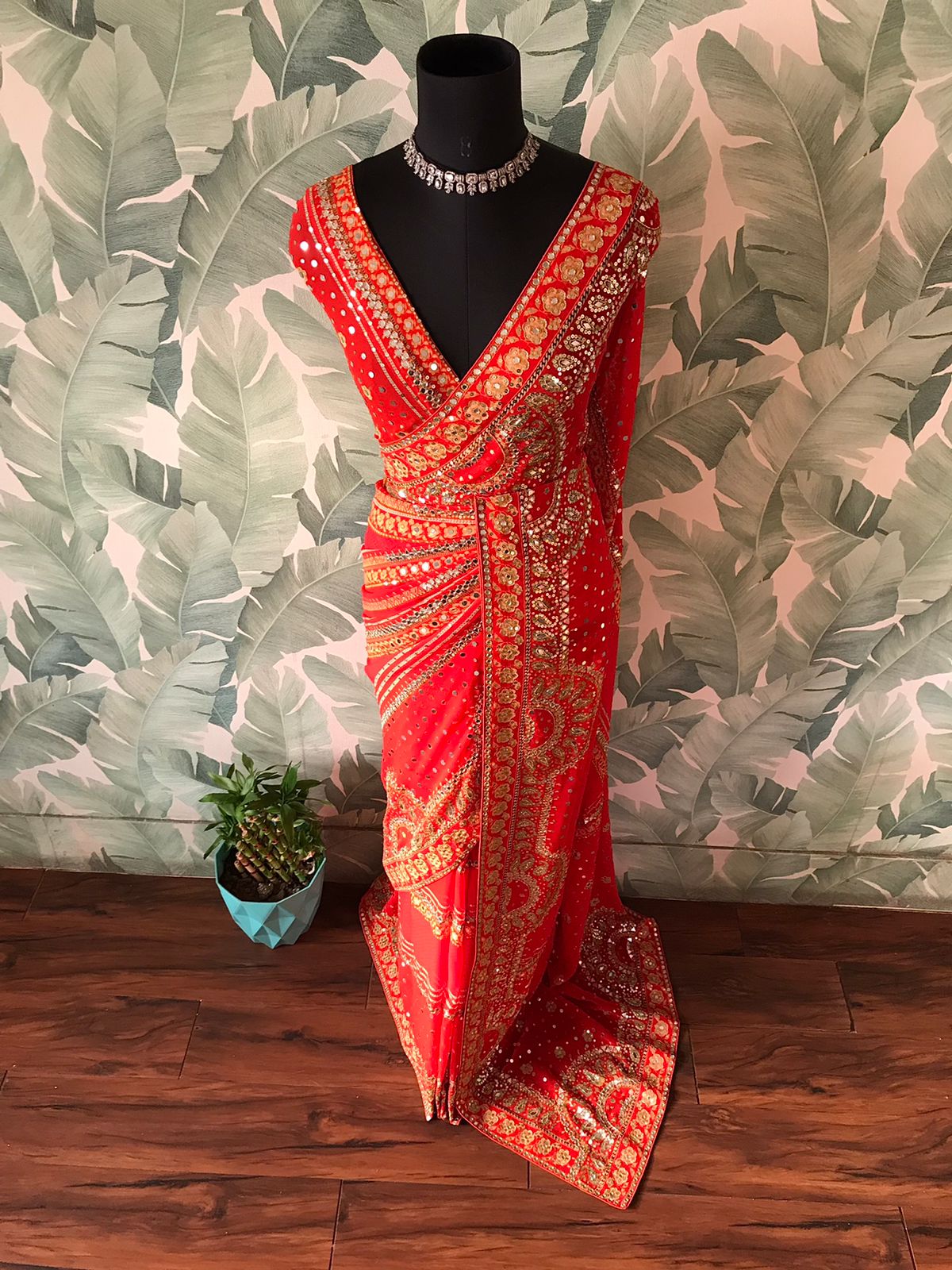 Orange Sampada Inspired Premium Georgette Silk Saree