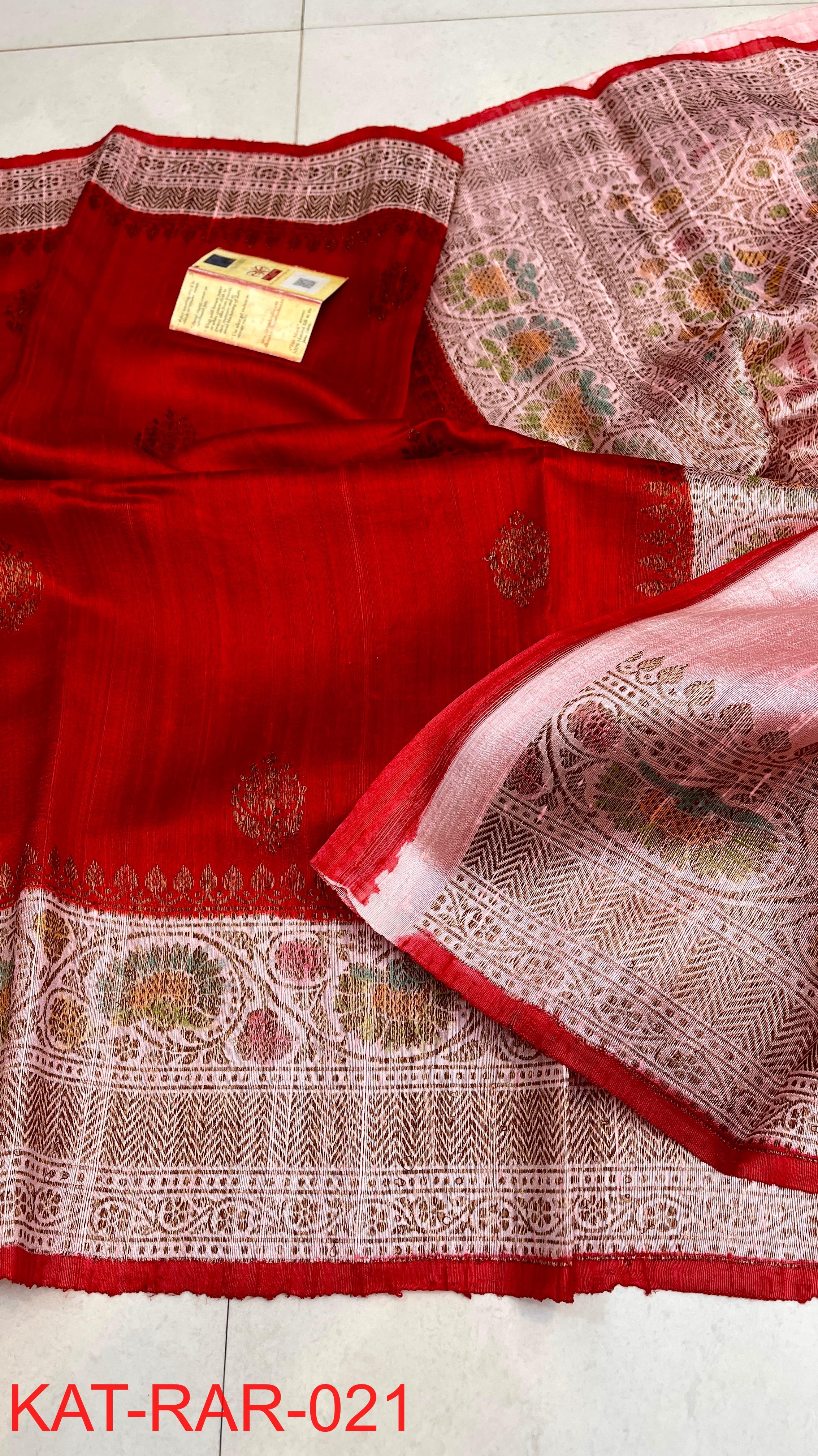 Exclusive Banarasi Raw Silk Handloom Saree – Handbrush Dye with Rich Pallu
