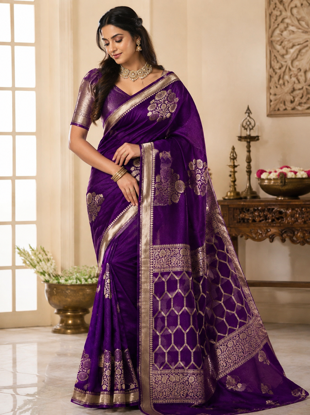 Beautiful Banaras Soft Raw Mango Silk Woven Premium Quality Saree