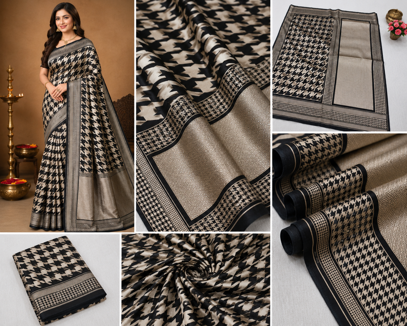 Black Pure Katan Silk Woven Designer Saree