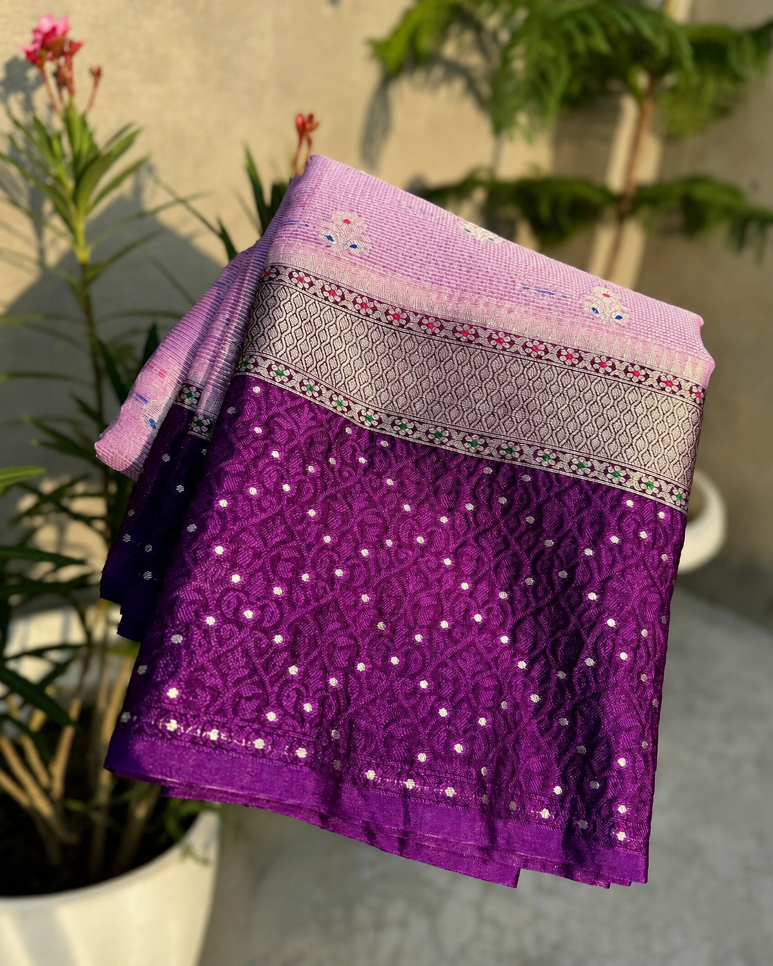 Beautiful Soft Semi Georgette Silk Woven Premium Quality Dyeable Saree featuring delicate woven zari motifs, an elegant contrast woven border, soft lightweight fabric, and a matching blouse piece, perfect for weddings, festive occasions, and custom dyeing.