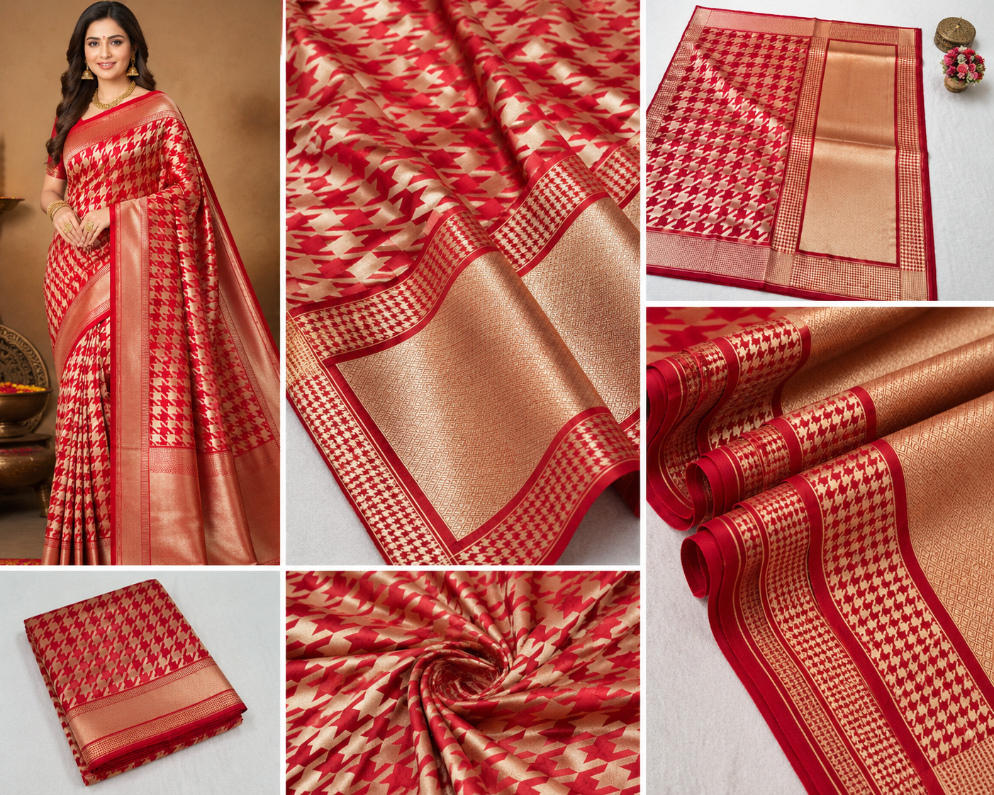 Red Pure Katan Silk Woven Saree with Elegant Traditional Weaving and Rich Pallu for Wedding & Festive Wear