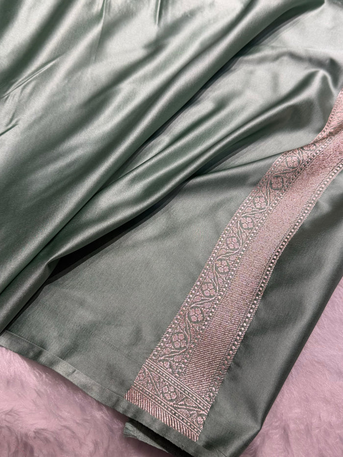 Mint Sea Green Minakari Jaal Mashru Silk Saree