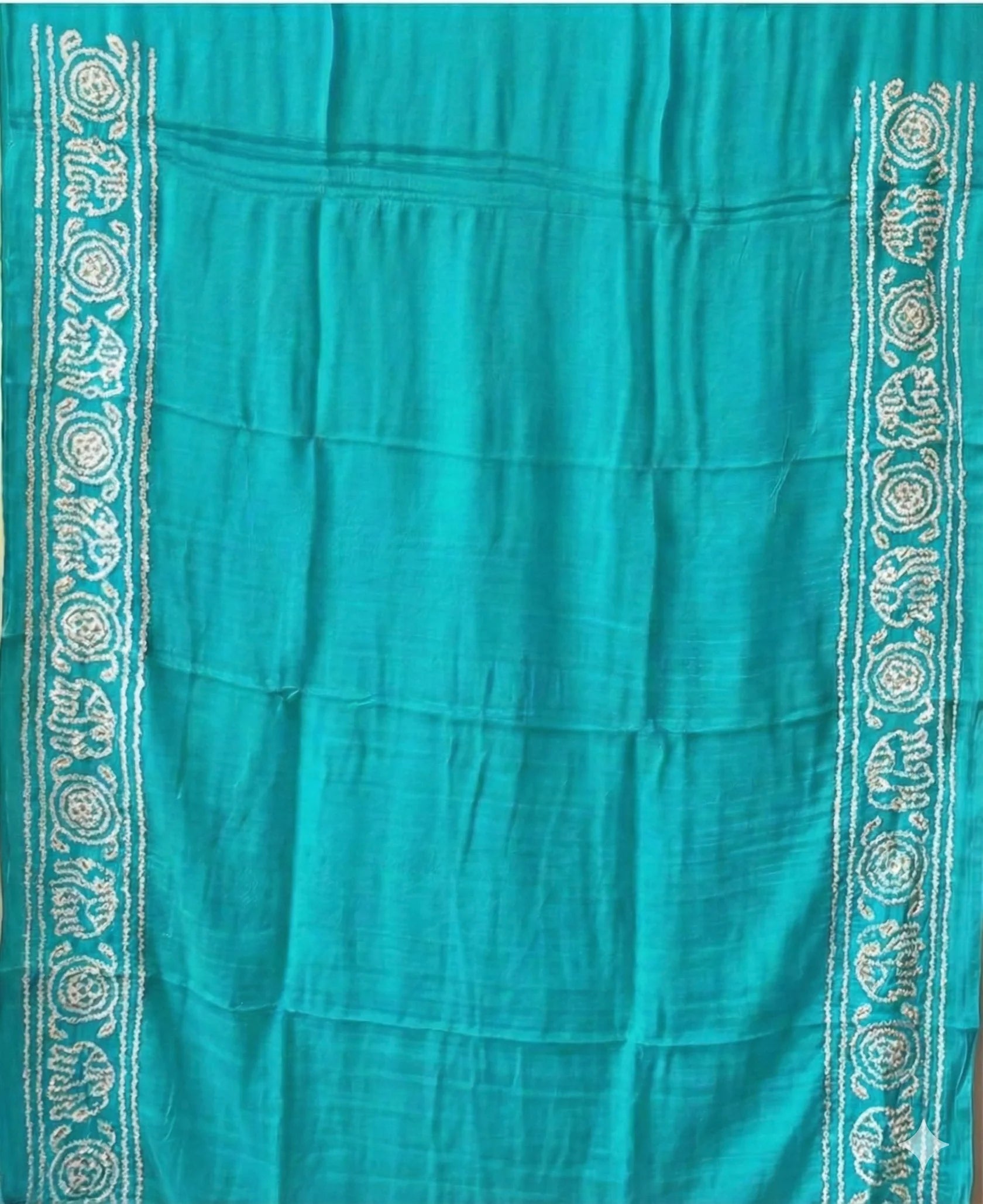 Festival of Colors – Pure Gajji Silk Bandhani in Yellow & Turquoise