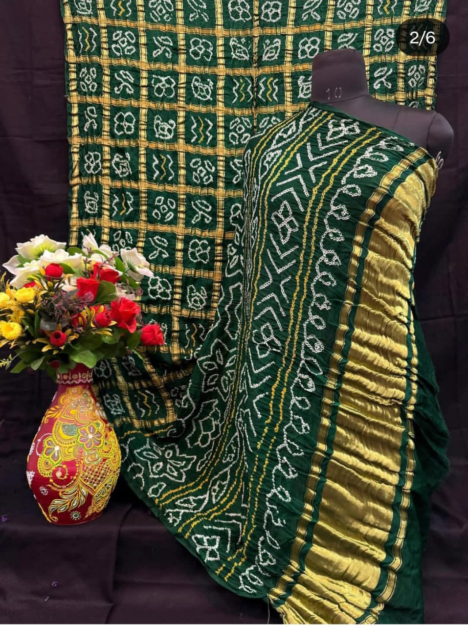 Evergreen Heritage – Green Gadhchola Saree in Pure Gajji Silk