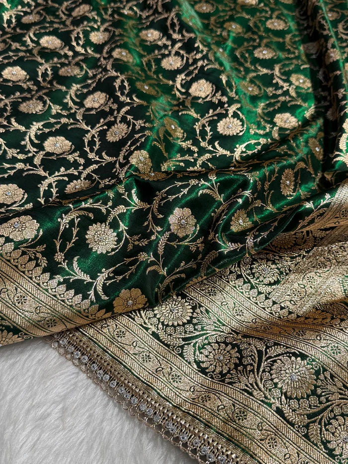 BRIDALSATIN SILK WITH ARI AND STONE WORK