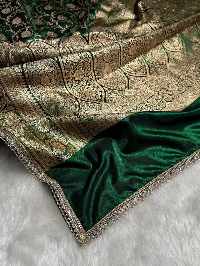 BRIDALSATIN SILK WITH ARI AND STONE WORK