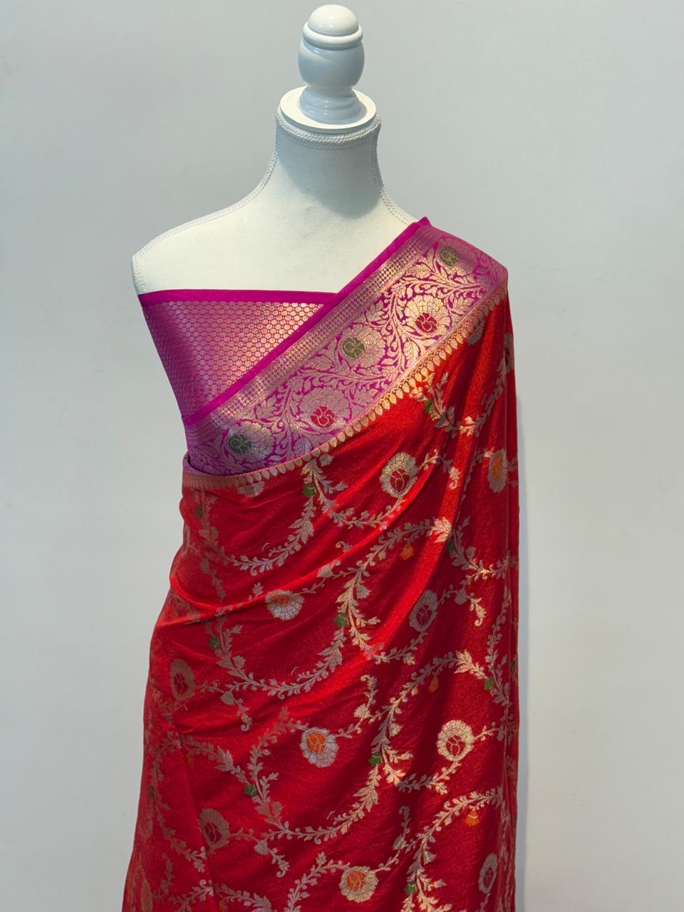 BEAUTIFUL BANARAS SOFT MEENAKARI JAAL WOVEN CHINIYA KATAN SILK PREMIUM QUALITY SAREES