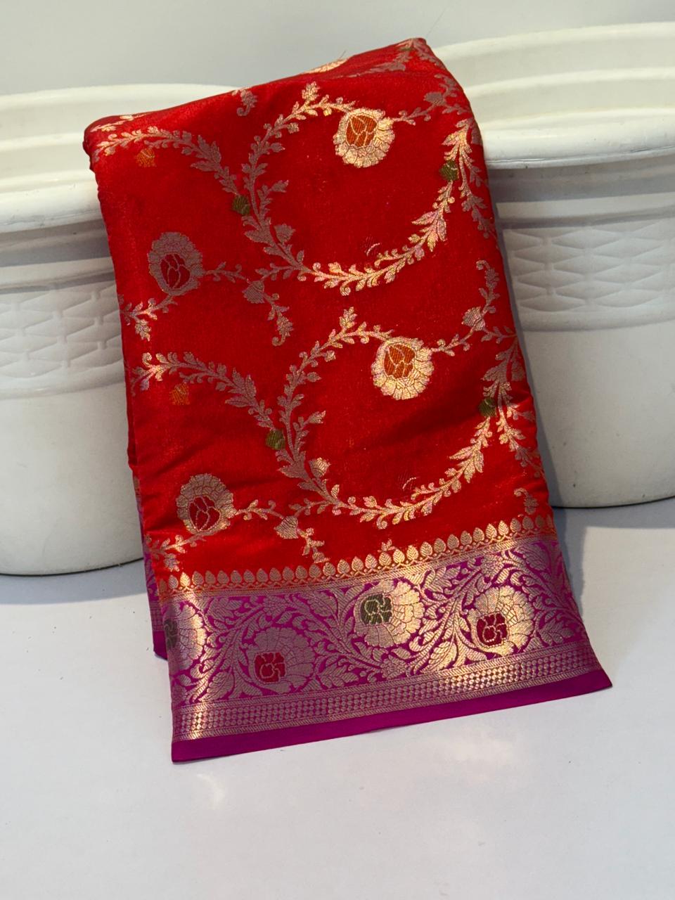 BEAUTIFUL BANARAS SOFT MEENAKARI JAAL WOVEN CHINIYA KATAN SILK PREMIUM QUALITY SAREES