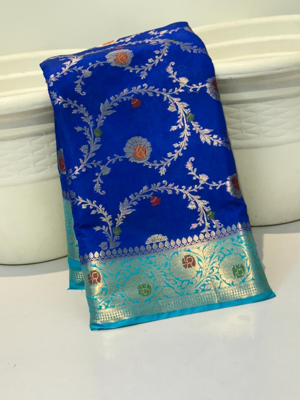 BEAUTIFUL BANARAS SOFT MEENAKARI JAAL WOVEN CHINIYA KATAN SILK PREMIUM QUALITY SAREES