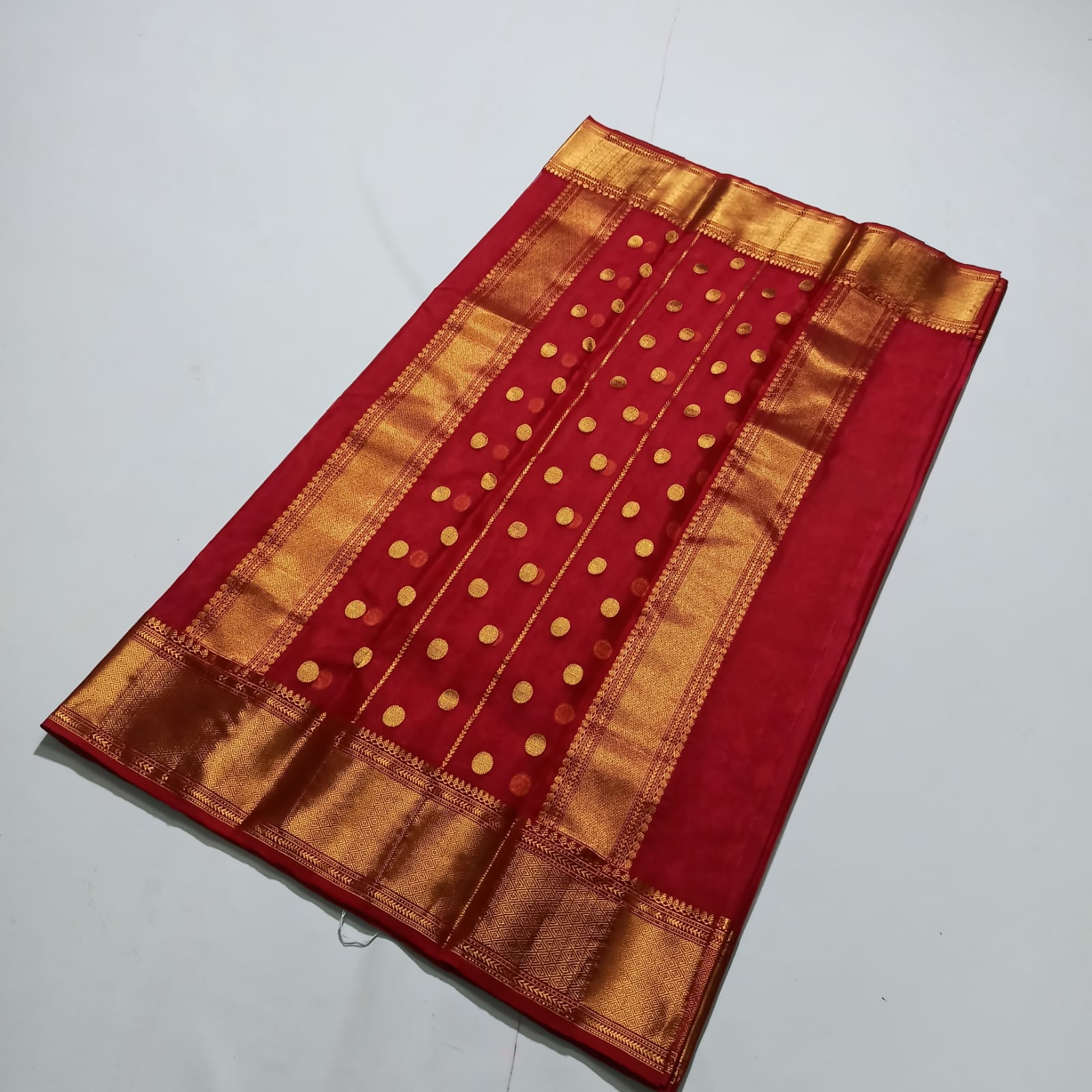 Chanderi Katan Silk All Over Butte Traditional Nakshi Border And Ghani Butte Palla Saree