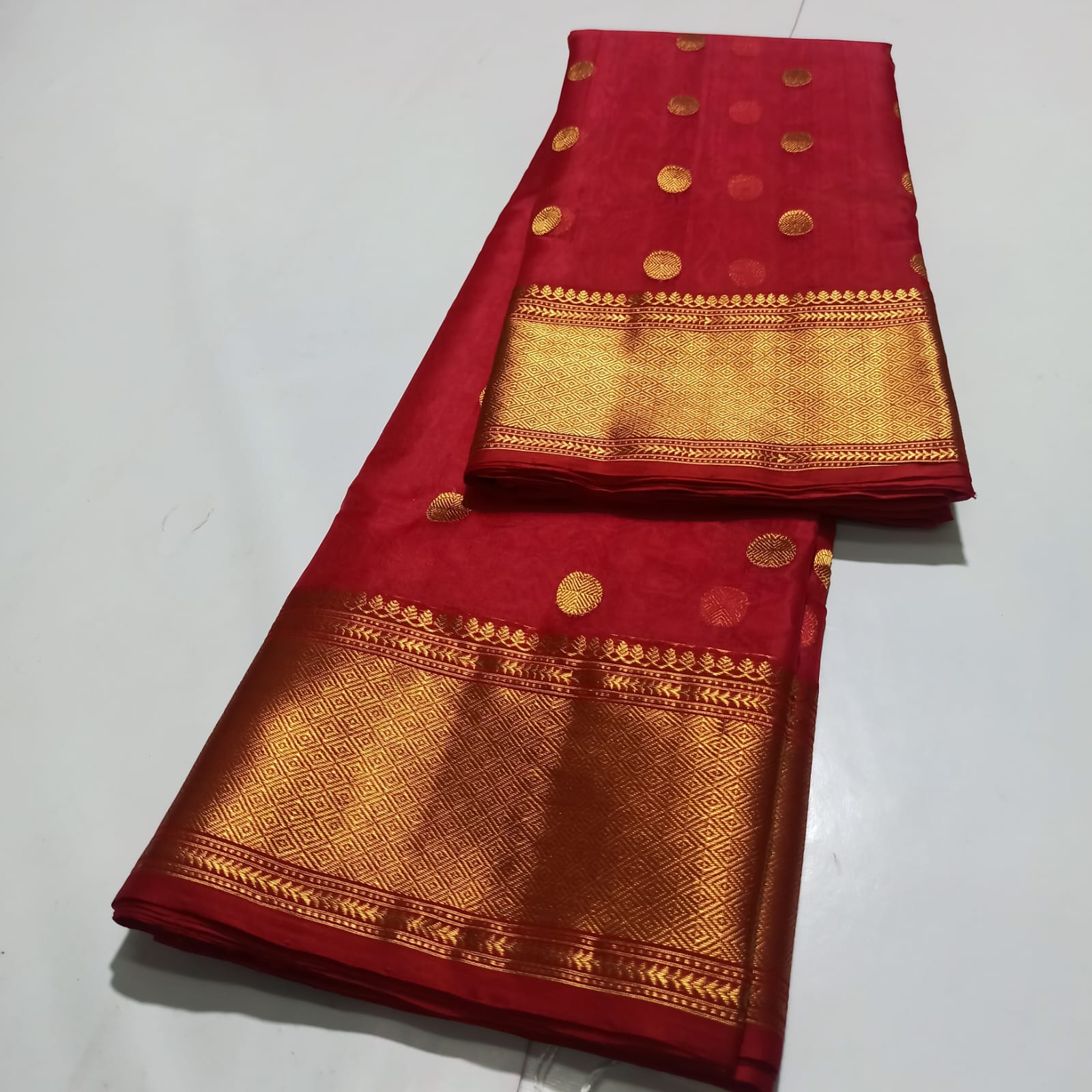 Chanderi Katan Silk All Over Butte Traditional Nakshi Border And Ghani Butte Palla Saree