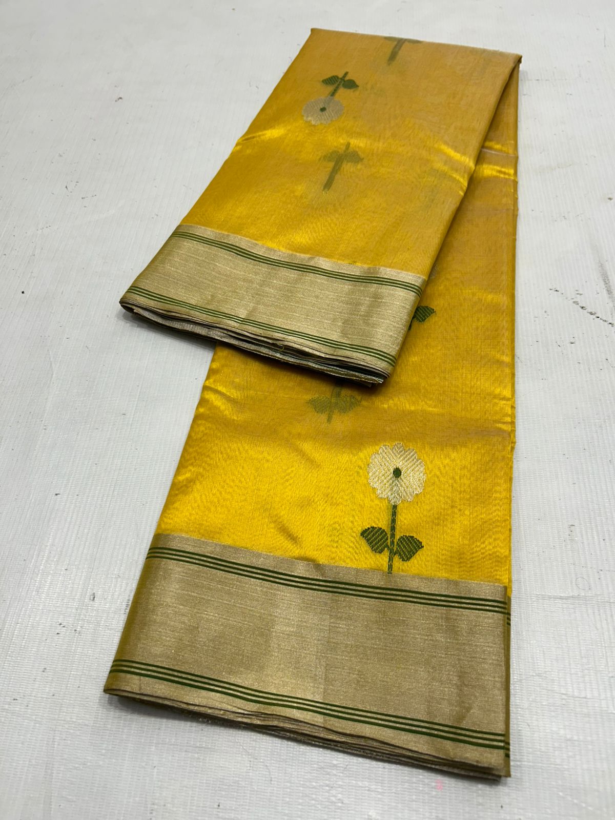 Chanderi Pattu Silk All Over Minakari Butta Patella Border And Zari Strip Palla Saree