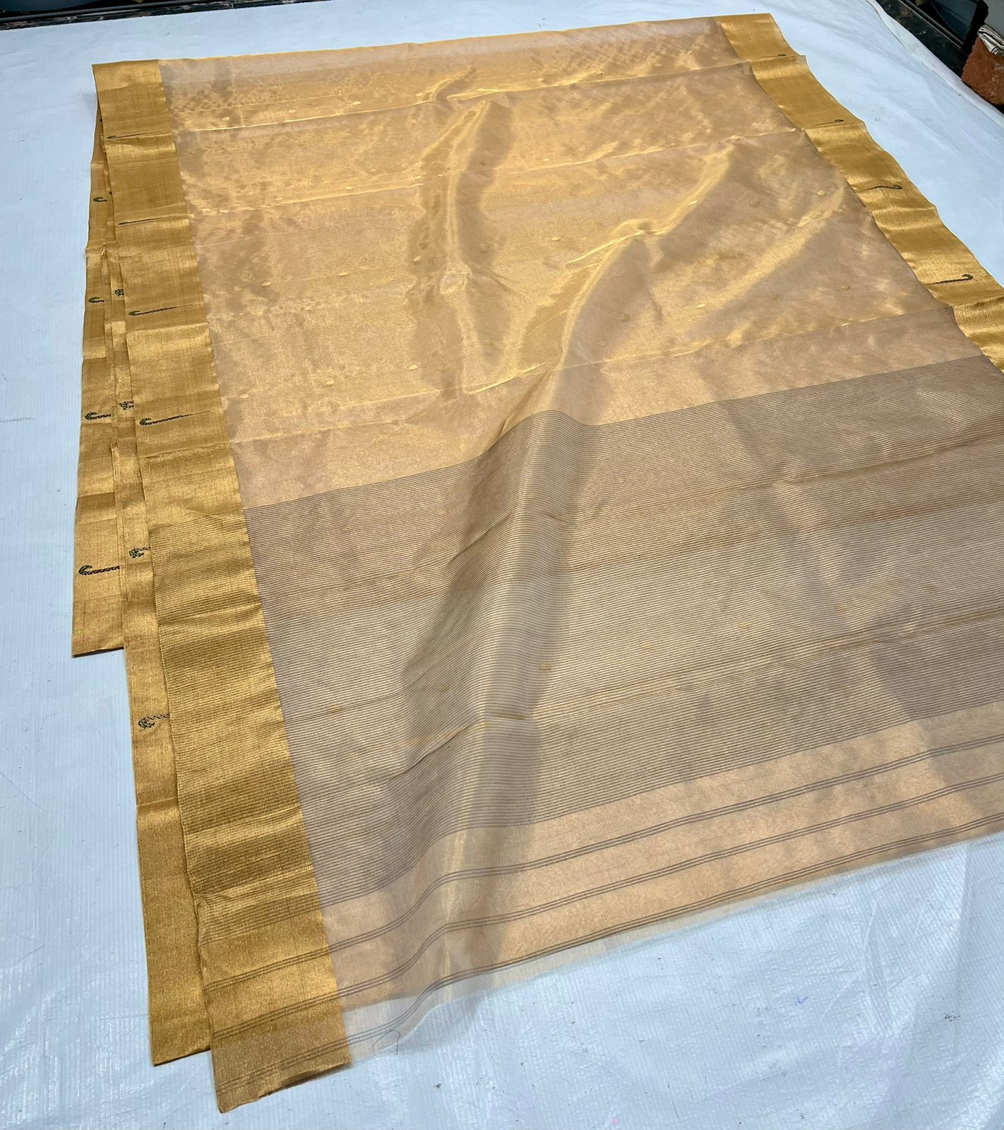Zari Weaving Tissue Chanderi Handloom Silk Saree