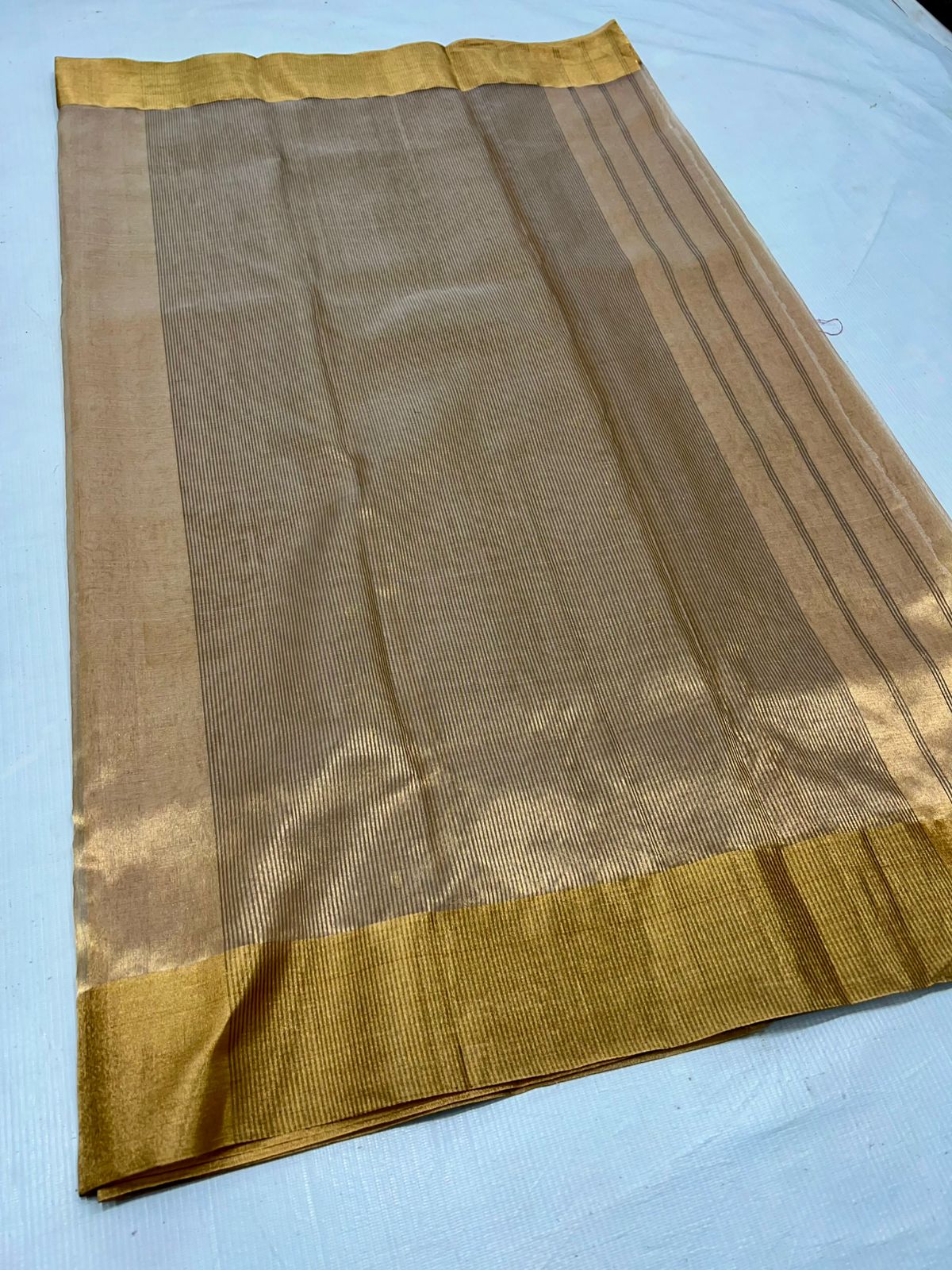 Zari Weaving Tissue Chanderi Handloom Silk Saree