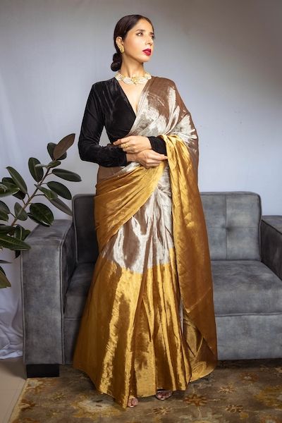 full tissue silk all over multi colour zari tissue silk saree