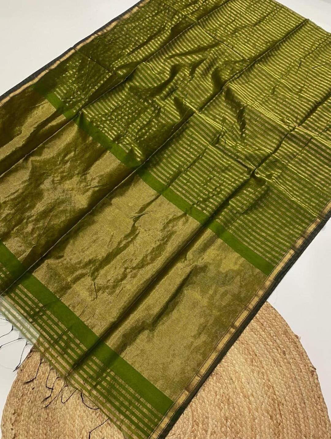 Maheshwari Handloom Silk By Cotton And Golden Zari Border Alwar saree zari type saree