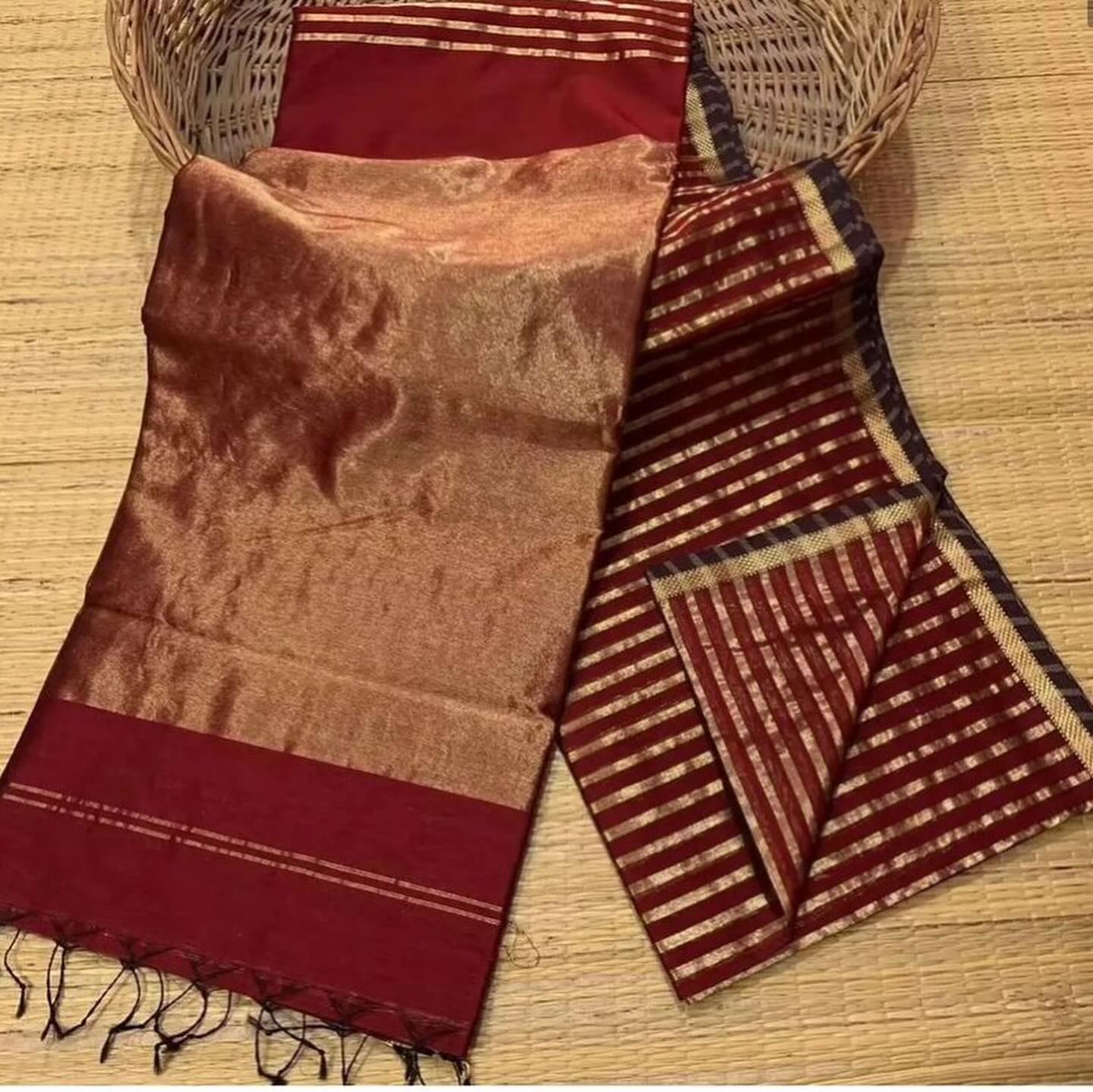 Maheshwari Handloom Silk By Cotton And Golden Zari Border Alwar saree zari type saree