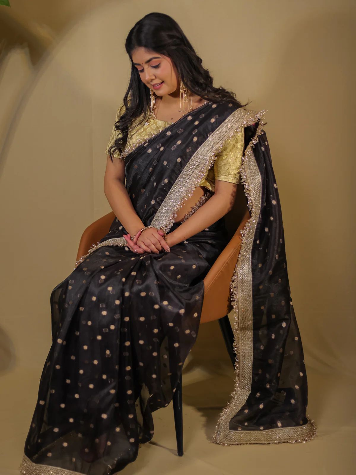 Beautiful Banarasi Glass Tissue Silk Saree with Elegant Lace Work