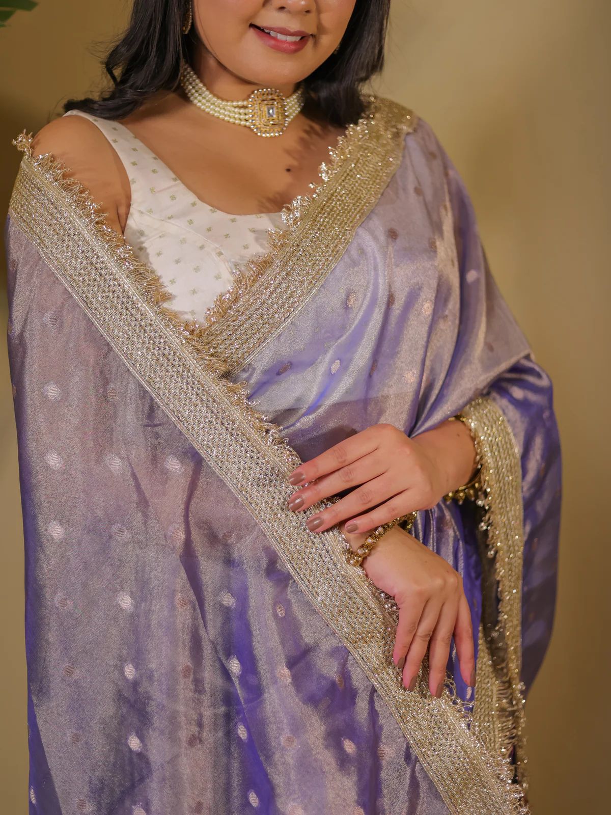 BEAUTIFUL BANARAS SOFT GLASS TISSUE SILK BOOTI WOVEN LACE WORK SAREE