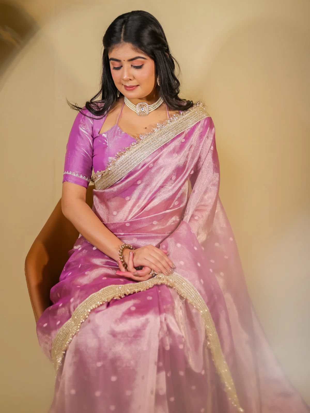 BEAUTIFUL BANARAS SOFT GLASS TISSUE SILK BOOTI WOVEN LACE WORK SAREE