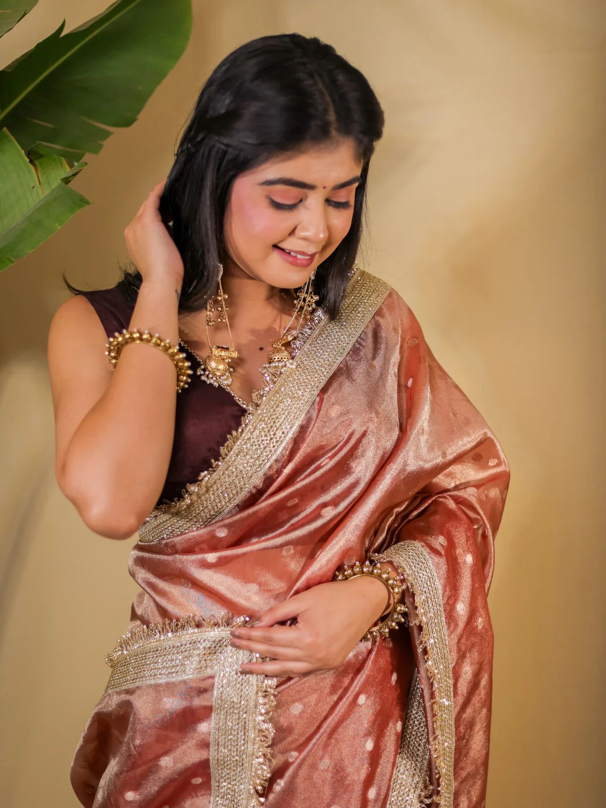 Beautiful Banarasi Glass Tissue Silk Saree with Elegant Lace Work