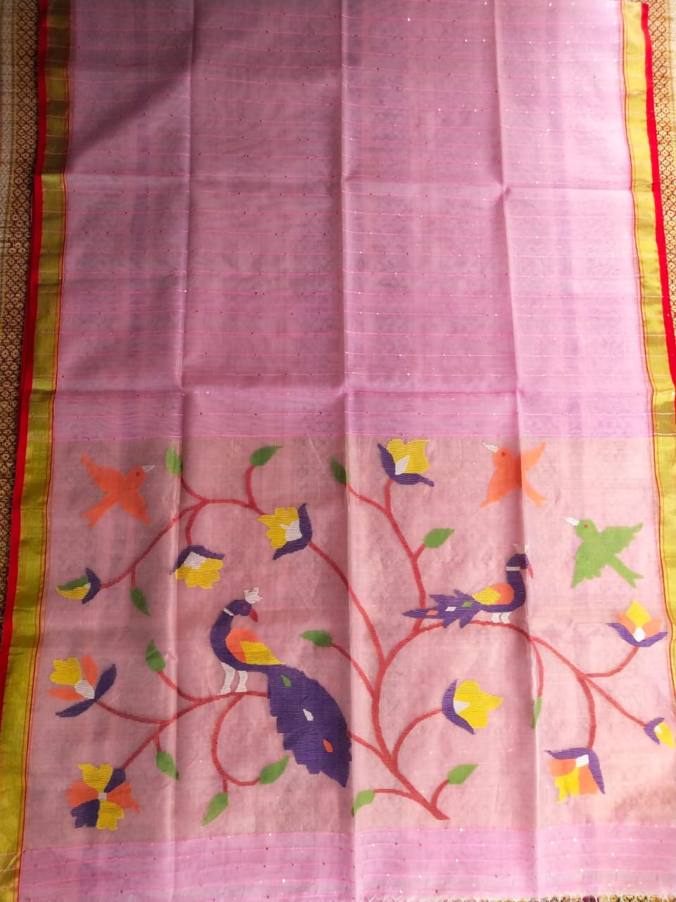 HANDLOOM SILK BY RESHAM WORK PAITHANI JAMDANI ZARI PALLU SAREE