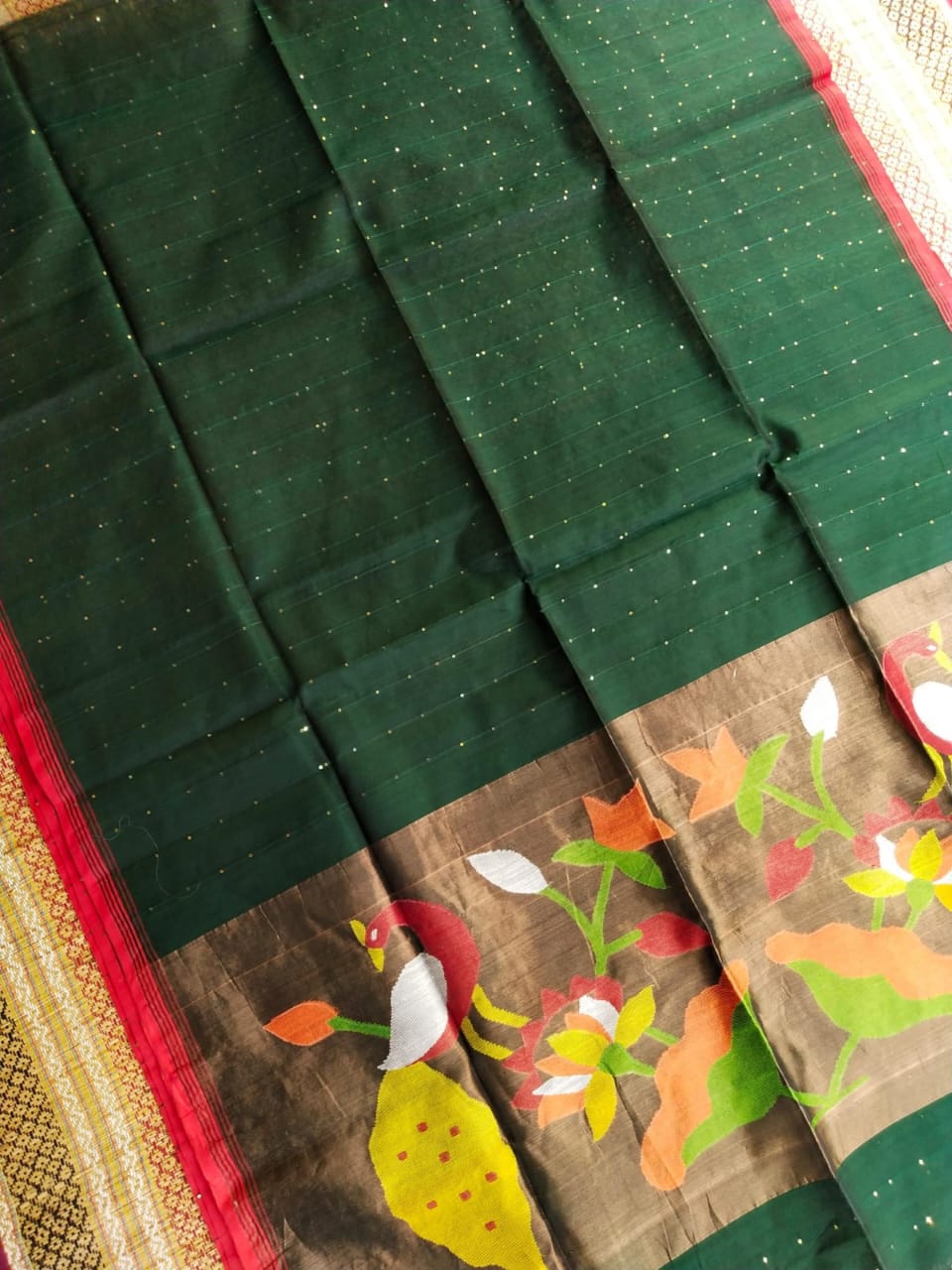 HANDLOOM SILK BY RESHAM WORK PAITHANI JAMDANI ZARI PALLU SAREE
