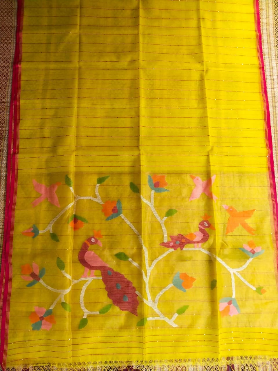 HANDLOOM SILK BY RESHAM WORK PAITHANI JAMDANI ZARI PALLU SAREE