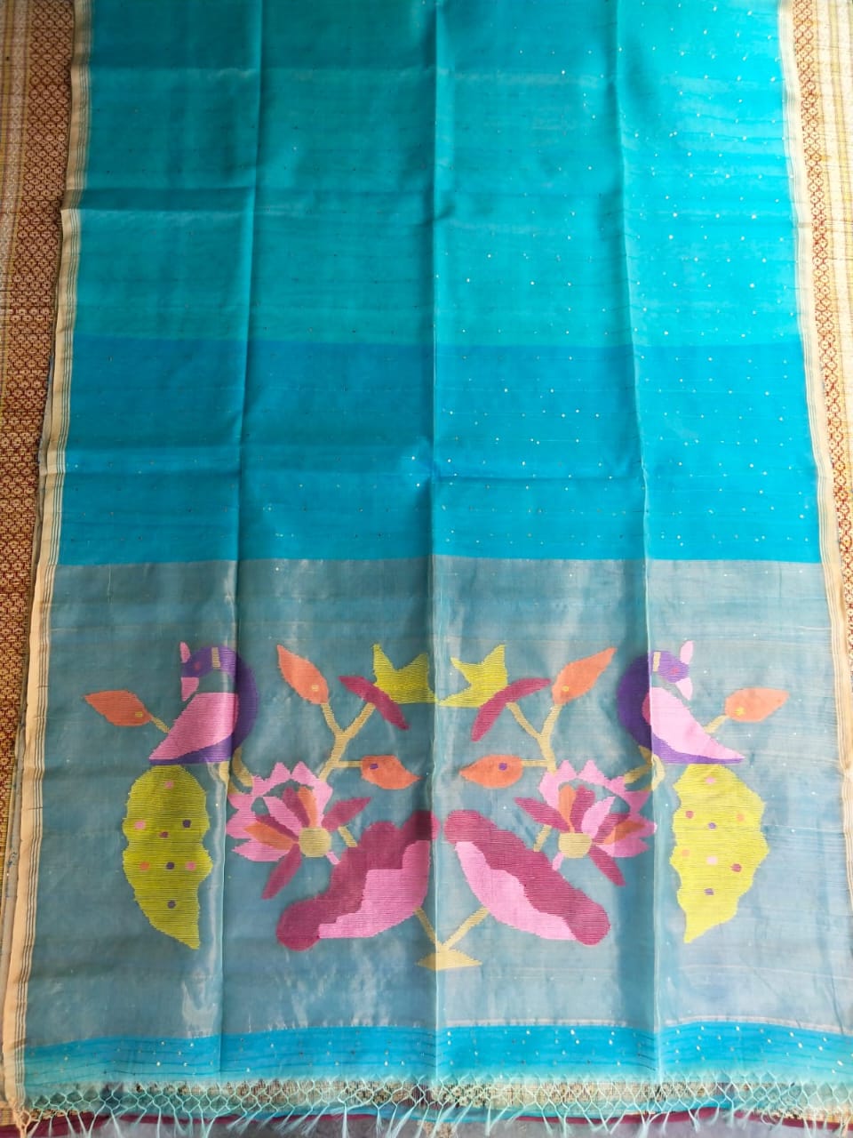 Handloom Silk Saree with Resham Work and Zari Pallu