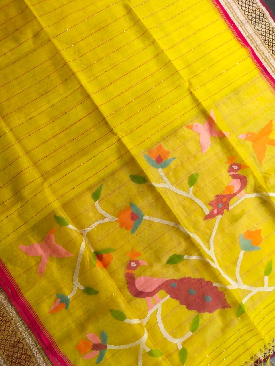 HANDLOOM SILK BY RESHAM WORK PAITHANI JAMDANI ZARI PALLU SAREE