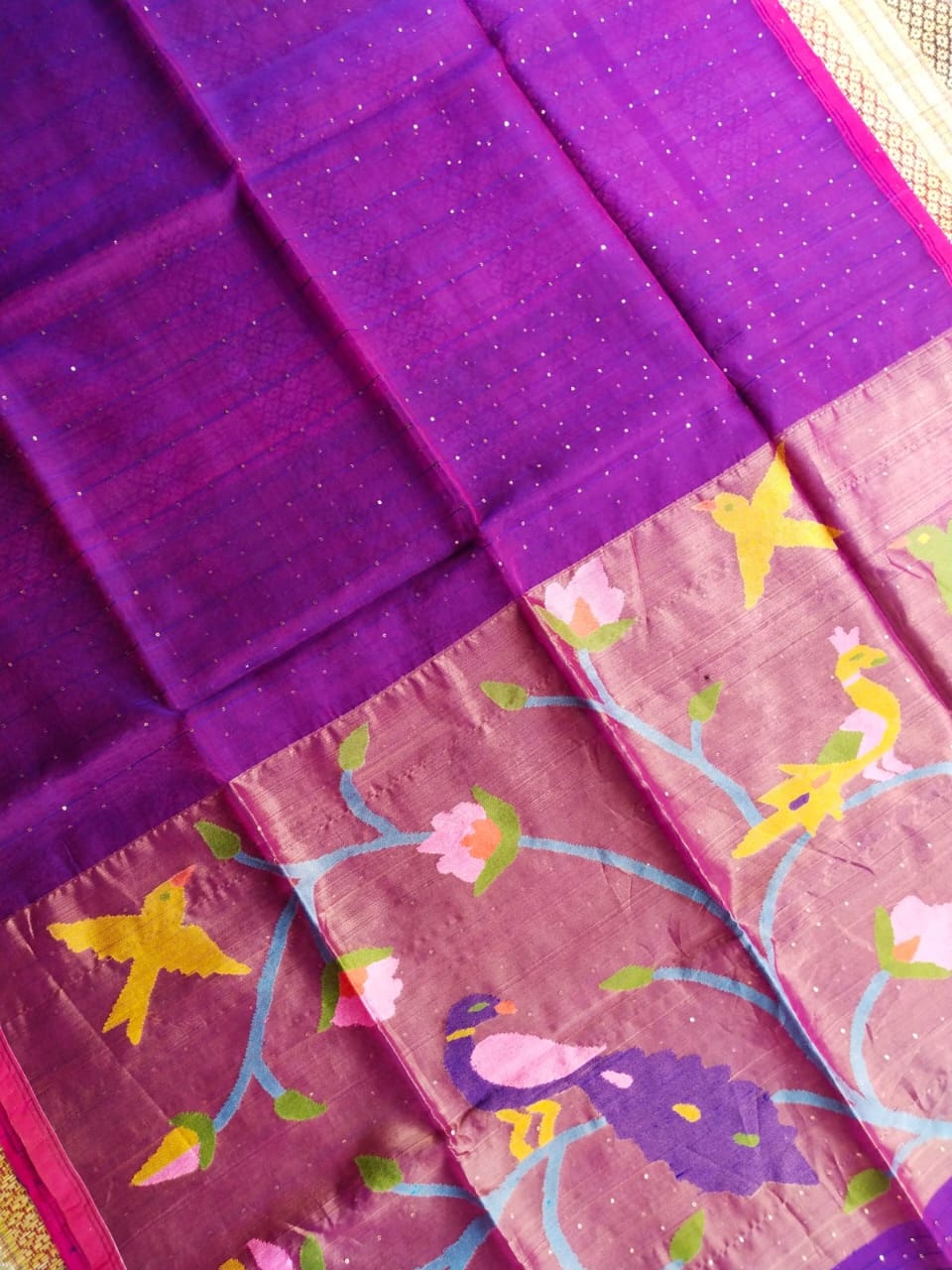 HANDLOOM SILK BY RESHAM WORK PAITHANI JAMDANI ZARI PALLU SAREE