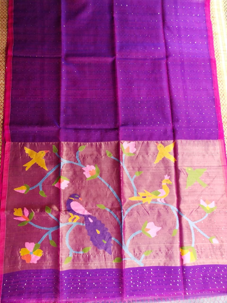 HANDLOOM SILK BY RESHAM WORK PAITHANI JAMDANI ZARI PALLU SAREE