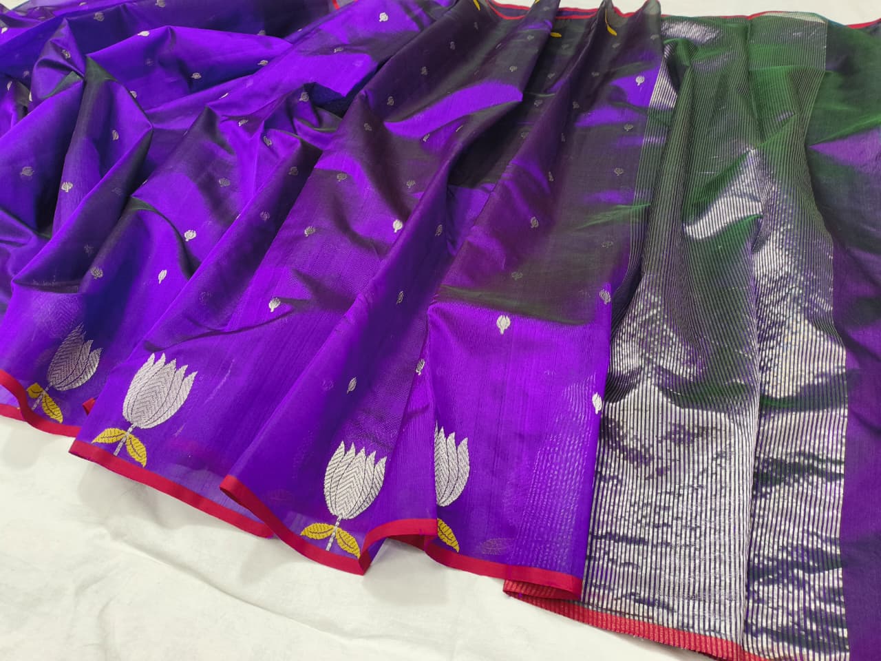 Chanderi Handloom Saree with Ghani Butte Minakari Work