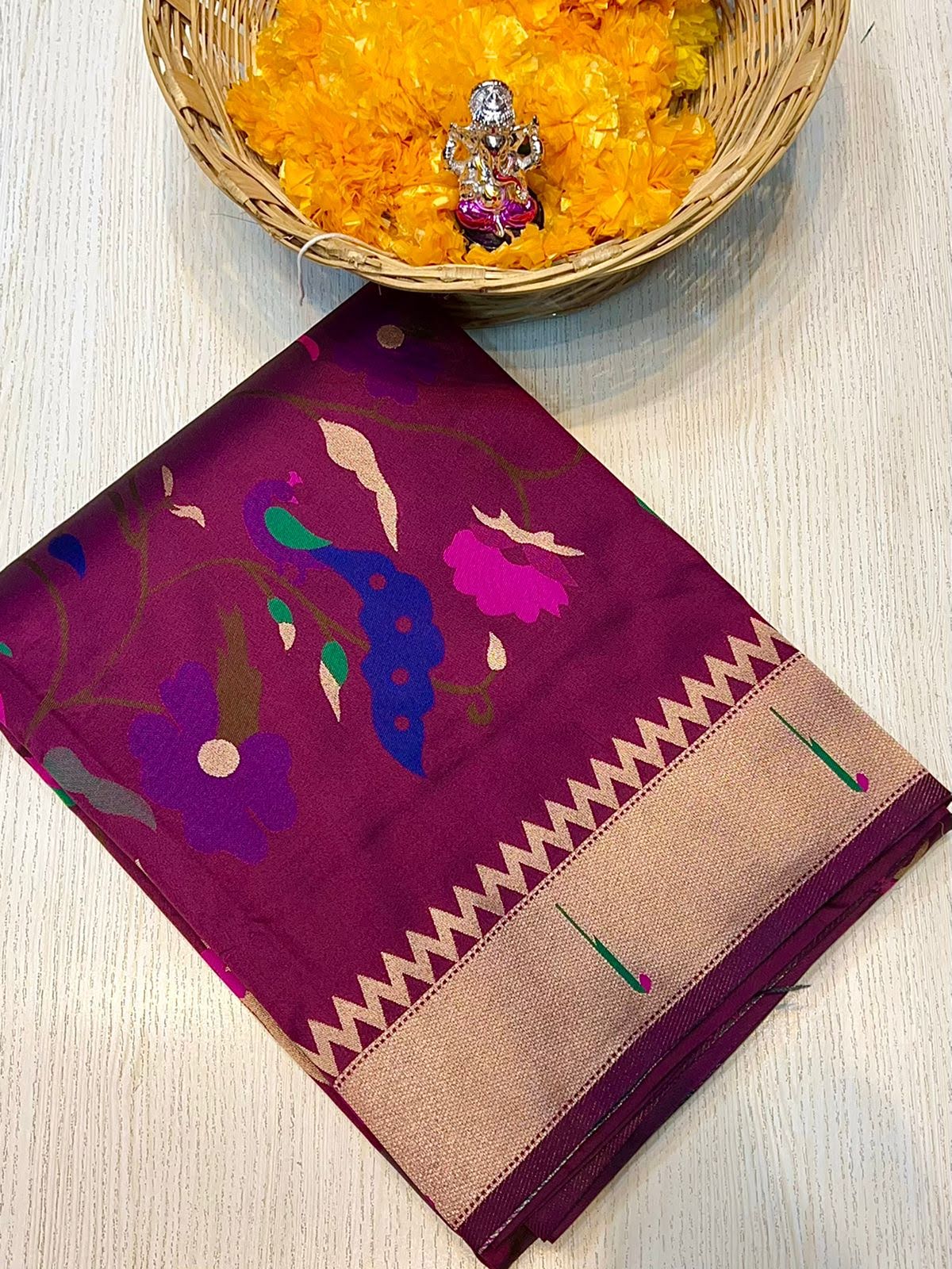 Royal Weave – Allover Brocade Paithani in Premium Soft Silk