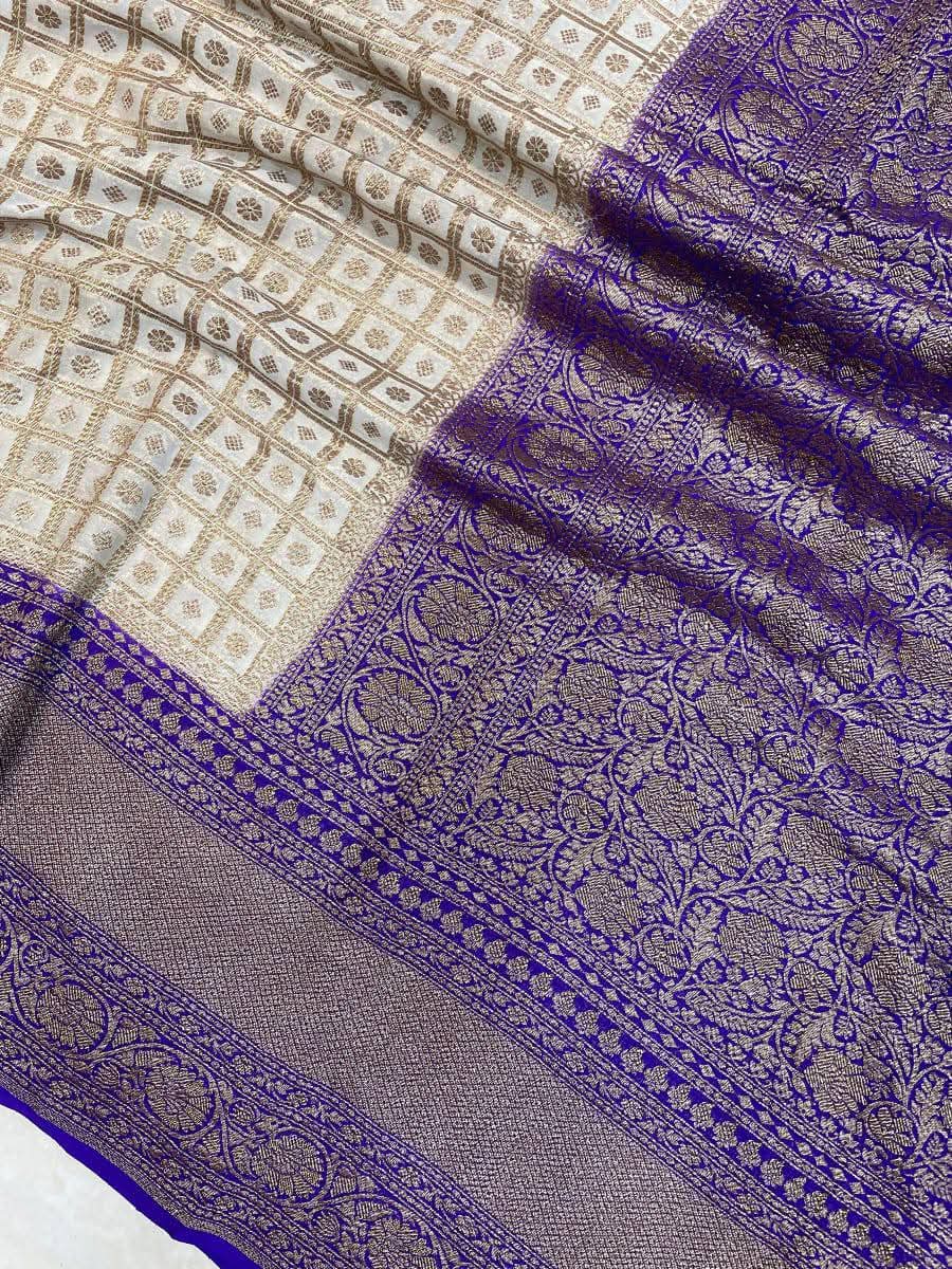 BANARASI HANDLOOM PURE KHADI GEORGETTE SAREE
