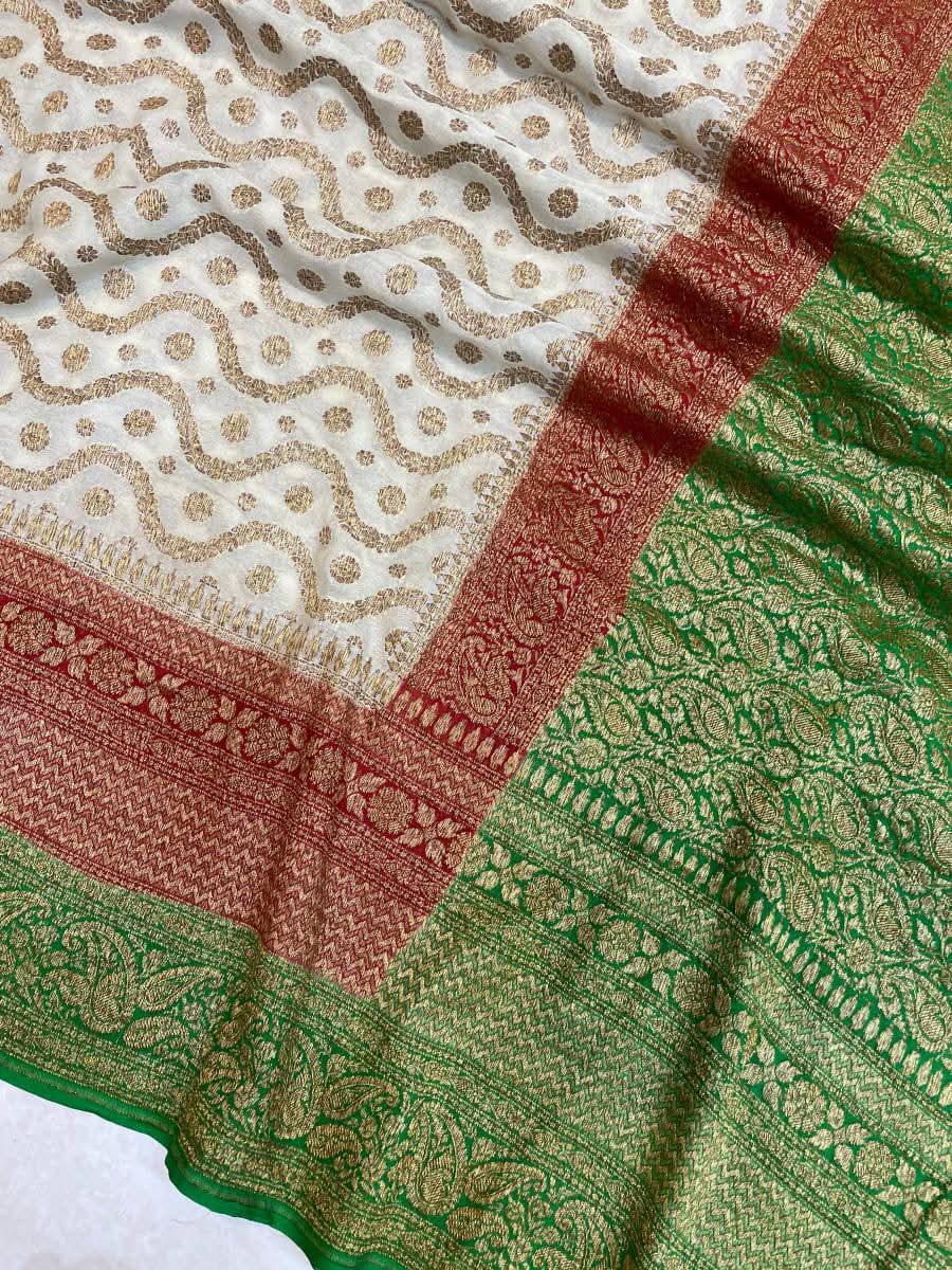 BANARASI HANDLOOM PURE KHADI GEORGETTE SAREE
