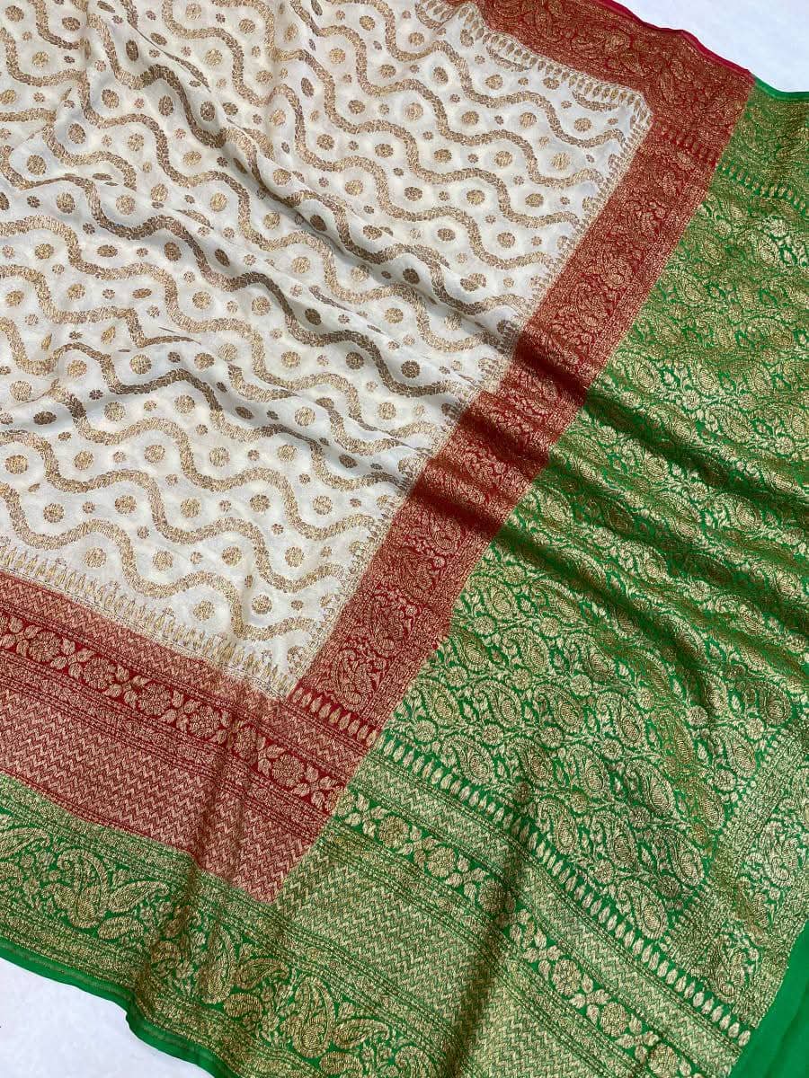 BANARASI HANDLOOM PURE KHADI GEORGETTE SAREE