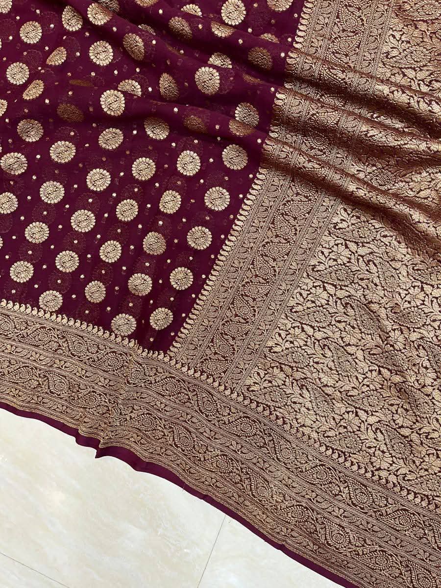 BANARASI HANDLOOM PURE KHADI GEORGETTE SAREE