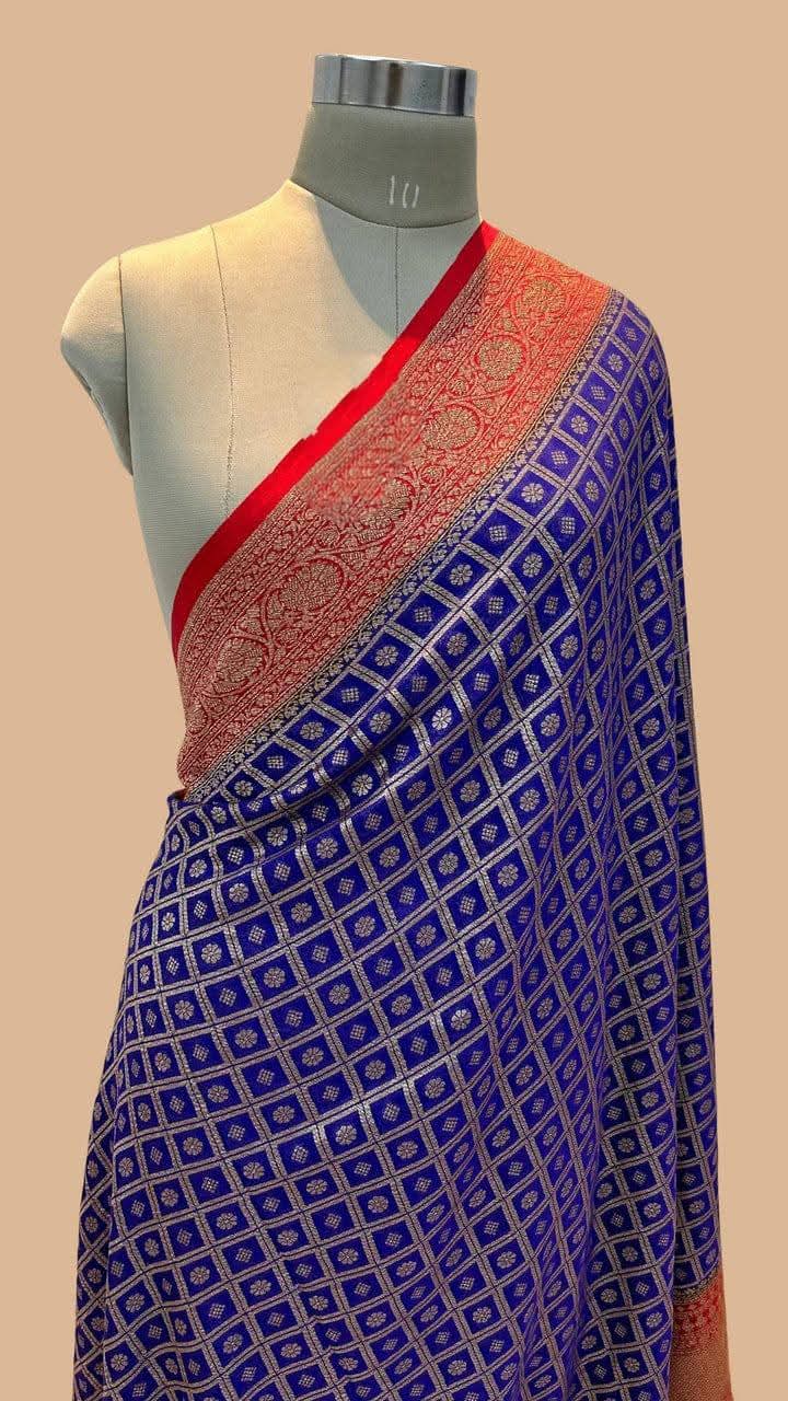 BANARASI HANDLOOM PURE KHADI GEORGETTE SAREE