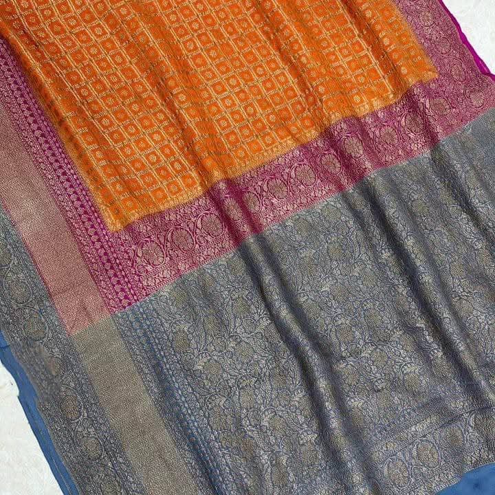 BANARASI HANDLOOM PURE KHADI GEORGETTE SAREE